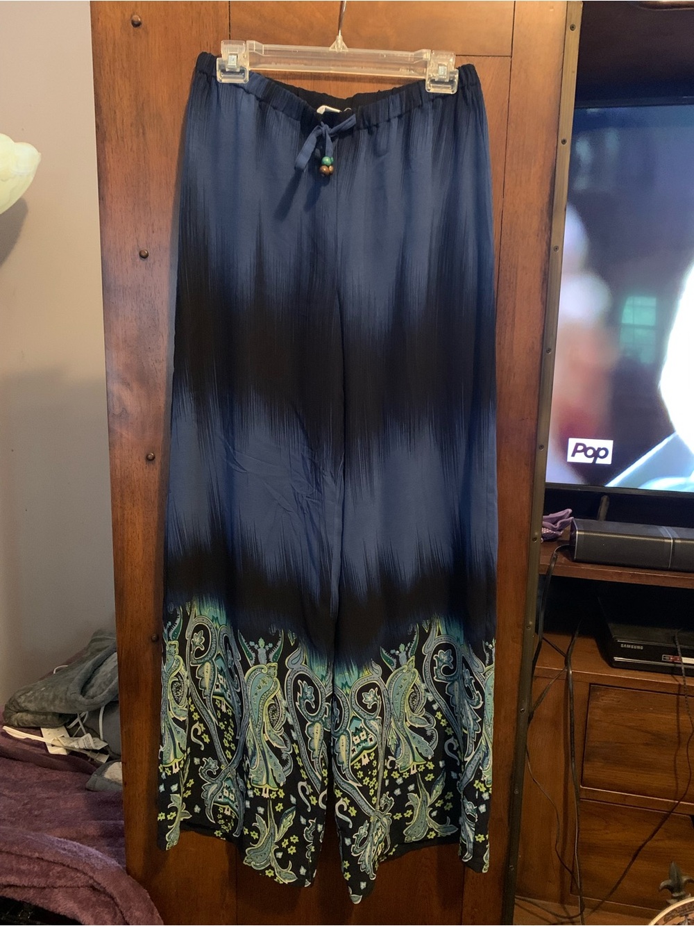 Boston Proper Navy Wide-Leg Palazzo Pants